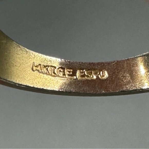 Vintage Tiger Eye Cocktail Ring Marked 14K GE ESPO - Picture 5 of 13